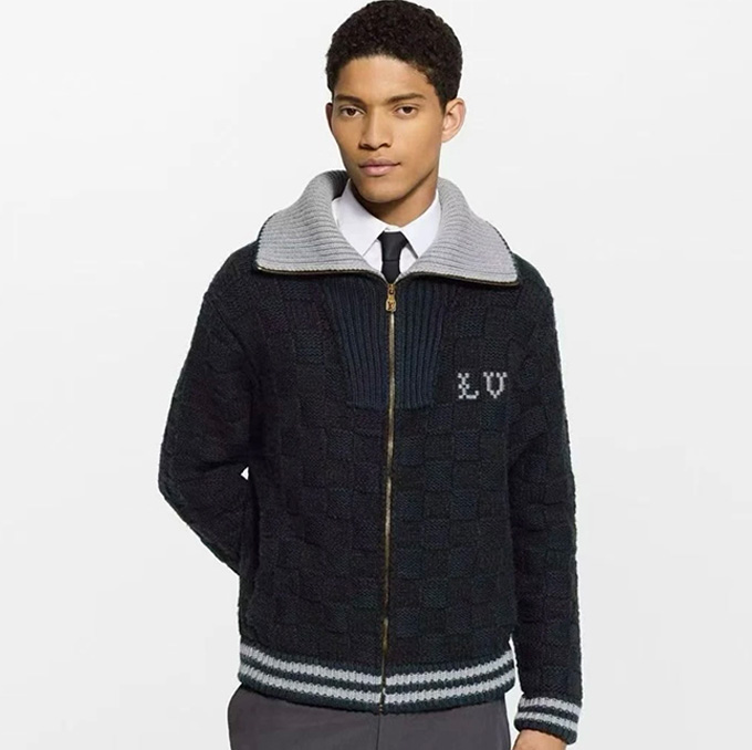 lv louis vuitton damier knit zip jacket